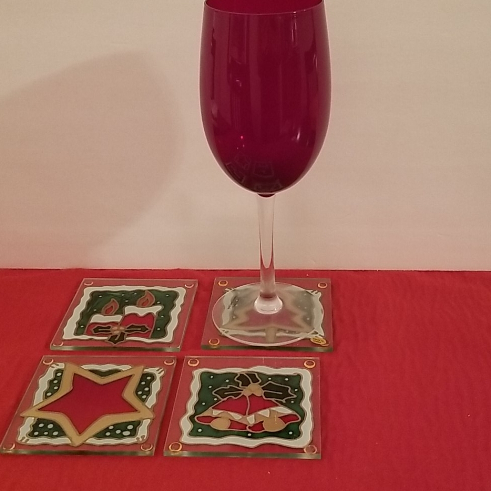 American Greetings Glass Holiday Coasters